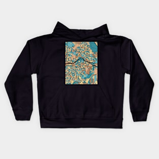 Calgary Map Pattern in Mid Century Pastel Kids Hoodie